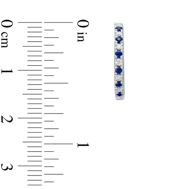 Main Image 2 of Vera Wang Love Collection 1/8 CT. T.W. Diamond and Blue Sapphire Alternating Hoop Earrings in Sterling Silver