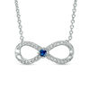 Thumbnail Image 0 of Vera Wang Love Collection 1/6 CT. T.W. Diamond and Blue Sapphire Infinity Necklace in Sterling Silver - 19"