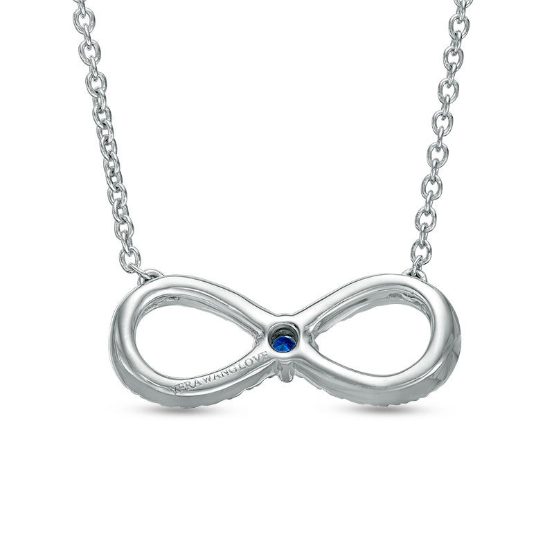 Vera Wang Love Collection 1/6 CT. T.W. Diamond and Blue Sapphire Infinity Necklace in Sterling Silver - 19"