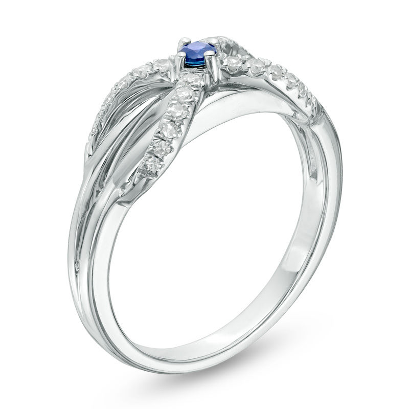 Main Image 2 of Vera Wang Love Collection 1/6 CT. T.W. Diamond and Blue Sapphire Infinity Ring in Sterling Silver