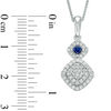 Thumbnail Image 3 of Vera Wang Love Collection 1/2 CT. T.W. Diamond and Blue Sapphire Double Frame Pendant in 14K White Gold - 19"