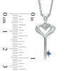 Thumbnail Image 3 of Vera Wang Love Collection Princess-Cut Blue Sapphire Heart-Top Key Pendant in Sterling Silver - 19"