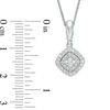 Thumbnail Image 3 of Vera Wang Love Collection 3/8 CT. T.W. Diamond and Blue Sapphire Tilted Double Frame Pendant in 14K White Gold - 19"