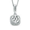 Thumbnail Image 2 of Vera Wang Love Collection 3/8 CT. T.W. Diamond and Blue Sapphire Double Cushion Frame Pendant in 14K White Gold - 19"