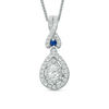 Thumbnail Image 1 of Vera Wang Love Collection 3/8 CT. T.W. Diamond and Blue Sapphire Double Frame Pendant in 14K White Gold - 19"