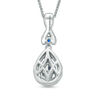 Thumbnail Image 1 of Vera Wang Love Collection 3/8 CT. T.W. Diamond and Blue Sapphire Double Frame Pendant in 14K White Gold - 19"