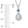 Thumbnail Image 2 of Vera Wang Love Collection 3/8 CT. T.W. Diamond and Blue Sapphire Double Frame Pendant in 14K White Gold - 19"