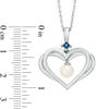 Thumbnail Image 3 of The Kindred Heart from Vera Wang Love Collection Freshwater Cultured Pearl and Sapphire Pendant in Sterling Silver-19"