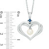 Thumbnail Image 2 of The Kindred Heart from Vera Wang Love Collection Cultured Freshwater Pearl and Sapphire Pendant in Sterling Silver - 19"