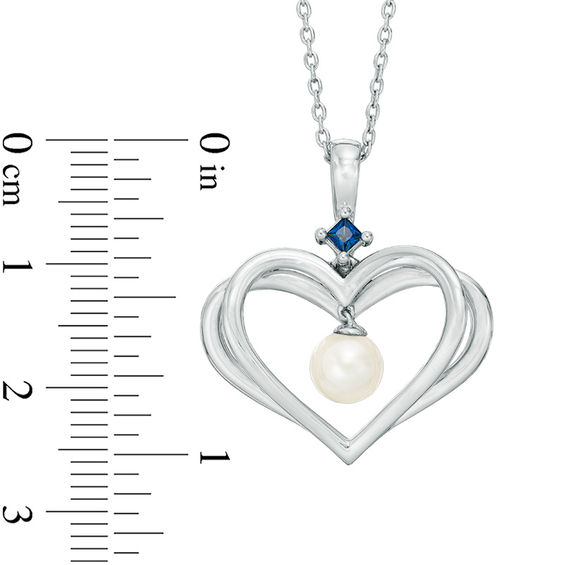 The Kindred Heart from Vera Wang Love Collection Freshwater Cultured Pearl and Sapphire Pendant in Sterling Silver-19"