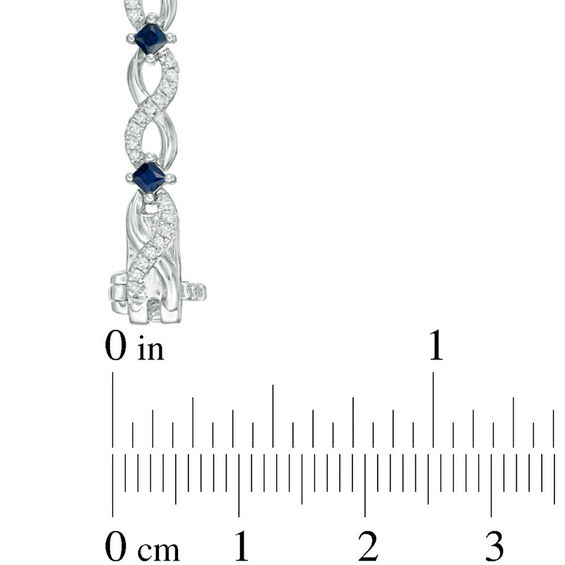 Vera Wang Love Collection 5/8 CT. T.w. Diamond and Blue Sapphire Infinity Bracelet in Sterling Silver - 7.5"