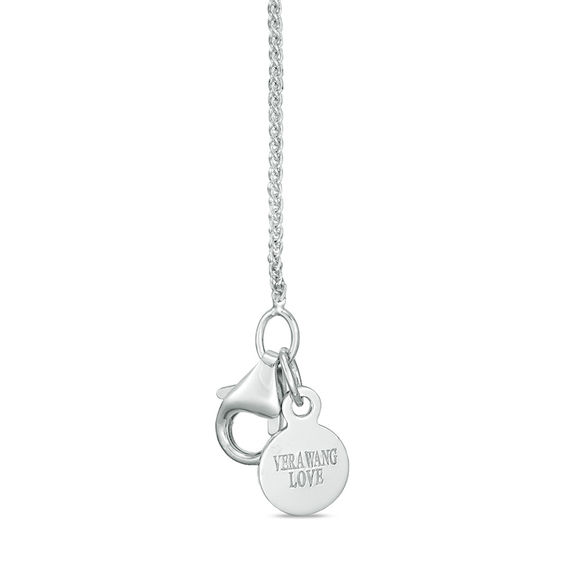 Vera Wang Love Collection 3/8 CT. T.w. Diamond and Blue Sapphire Double Frame Pendant in 14K White Gold - 19"