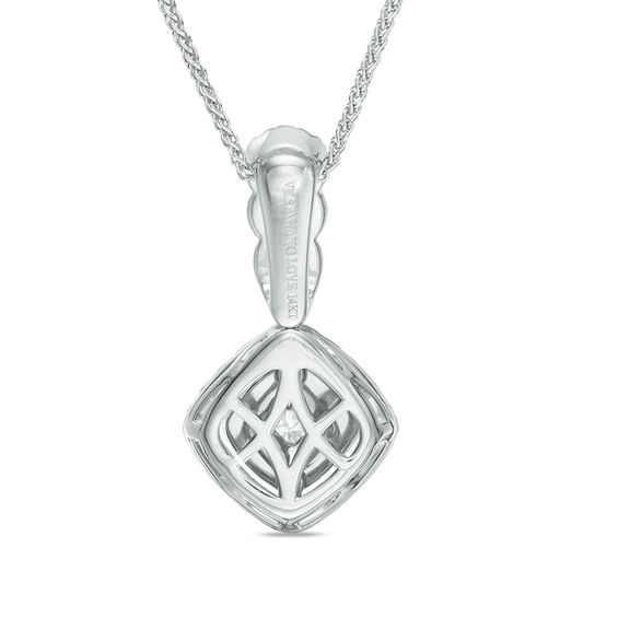 Vera Wang Love Collection 3/8 CT. T.w. Diamond and Blue Sapphire Double Frame Pendant in 14K White Gold - 19"