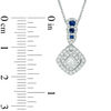 Thumbnail Image 4 of Vera Wang Love Collection 3/8 CT. T.W. Diamond and Blue Sapphire Double Frame Pendant in 14K White Gold - 19"