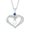 Thumbnail Image 1 of The Kindred Heart from Vera Wang Love Collection Freshwater Cultured Pearl and Diamond Pendant in Sterling Silver-19"