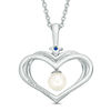 Thumbnail Image 2 of The Kindred Heart from Vera Wang Love Collection Freshwater Cultured Pearl and Diamond Pendant in Sterling Silver-19"