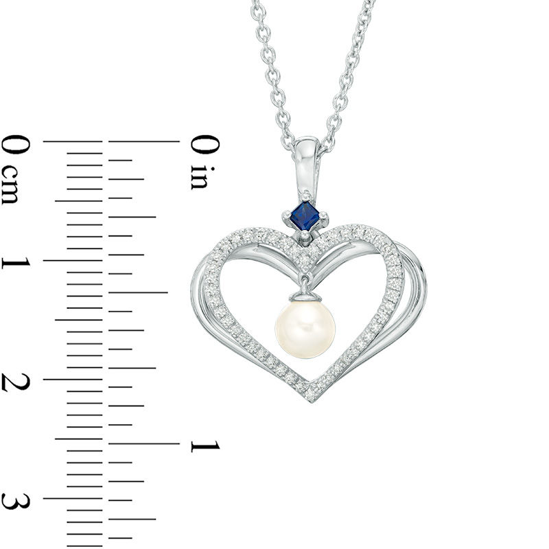 Main Image 3 of The Kindred Heart from Vera Wang Love Collection Freshwater Cultured Pearl and Diamond Pendant in Sterling Silver-19"