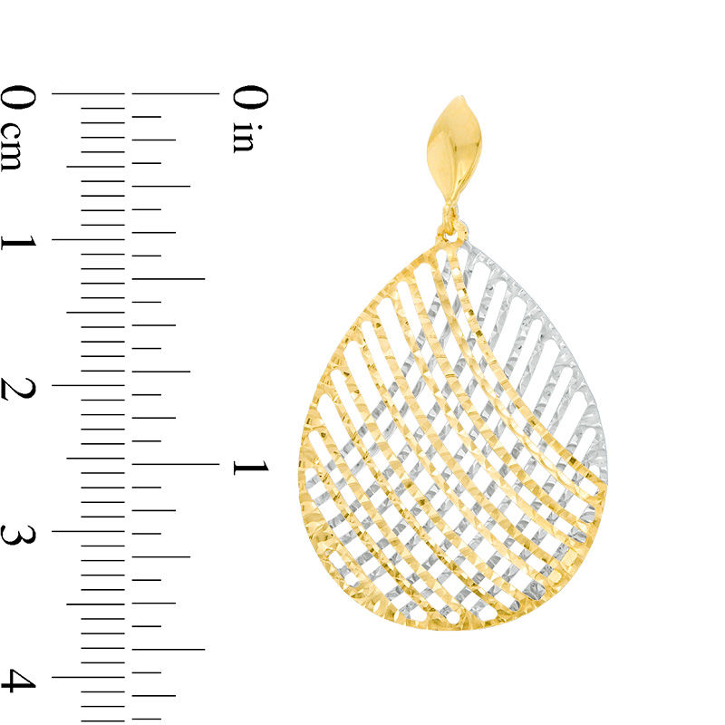 Made in Italy Diamond-Cut Lattice Teardrop Earrings in 10K Two-Tone Gold