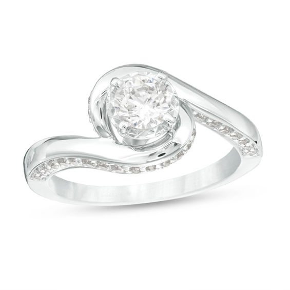 7/8 CT. T.w. Diamond Swirl Engagement Ring in 10K White Gold