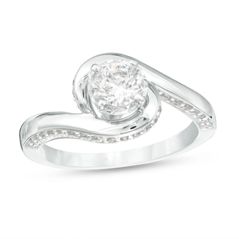 7/8 CT. T.W. Diamond Swirl Engagement Ring in 10K White Gold