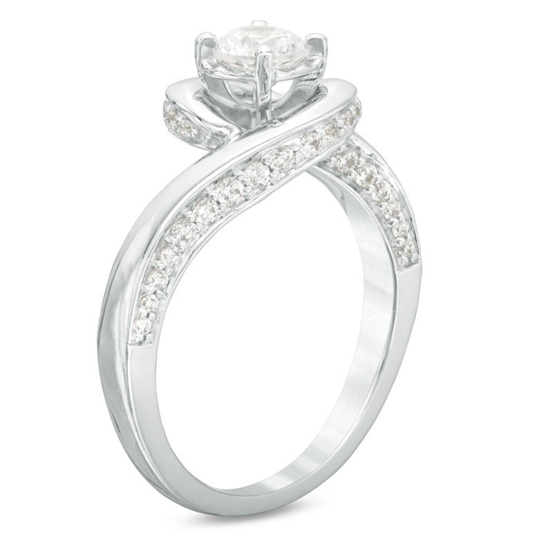 7/8 CT. T.W. Diamond Swirl Engagement Ring in 10K White Gold | Zales