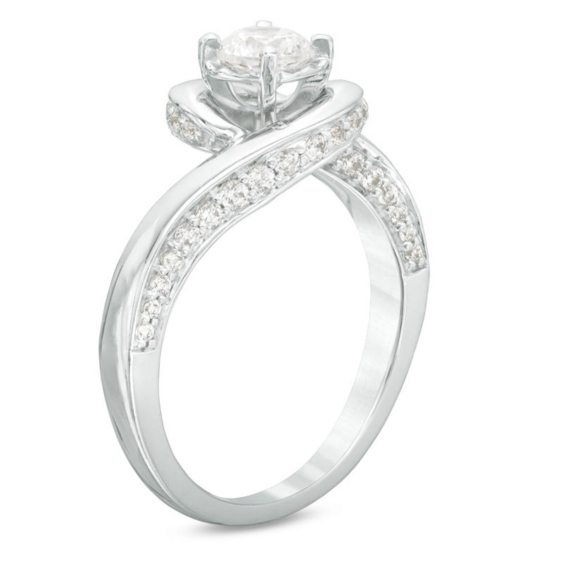 Main Image 2 of 7/8 CT. T.W. Diamond Swirl Engagement Ring in 10K White Gold