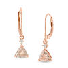 Thumbnail Image 0 of 6.0mm Trillion-Cut Morganite and Diamond Accent Drop Earrings in 10K Rose Gold