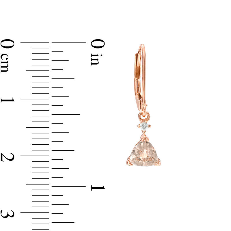 6.0mm Trillion-Cut Morganite and Diamond Accent Drop Earrings in 10K Rose Gold