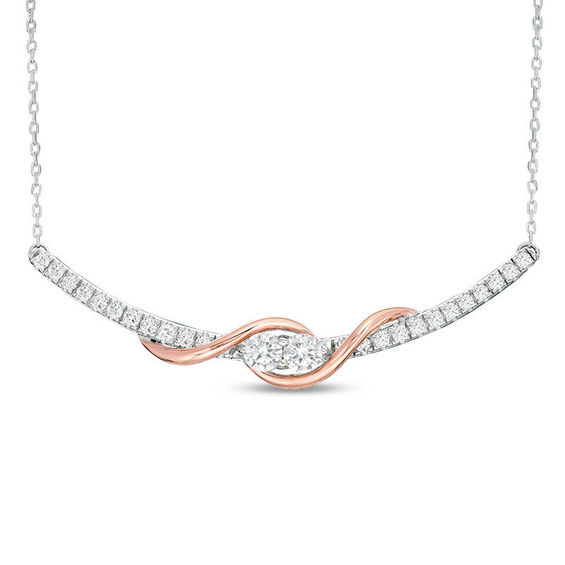 Ever UsÂ® 1 CT. T.w. Two-Stone Diamond Swirl Necklace in 14K Two-Tone Gold - 17"