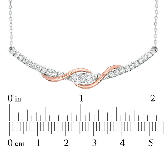 Ever UsÂ® 1 CT. T.w. Two-Stone Diamond Swirl Necklace in 14K Two-Tone Gold - 17"