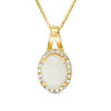 Thumbnail Image 0 of Oval Opal and 1/10 CT. T.W. Diamond Frame Pendant in 14K Gold