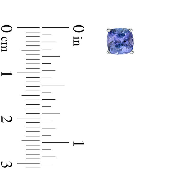 6.0mm Cushion-Cut Tanzanite Solitaire Stud Earrings in 14K White Gold