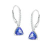 Thumbnail Image 1 of 6.5mm Trillion-Cut Tanzanite and Diamond Accent Drop Earrings in 14K White Gold