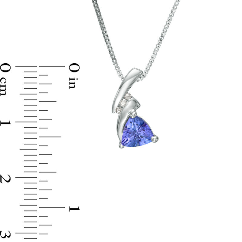 6.0mm Trillion-Cut Tanzanite and Diamond Accent Art Deco Pendant in Sterling Silver