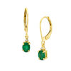 Thumbnail Image 0 of Oval Emerald and Diamond Accent Drop Earrings in 10K Gold