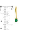 Thumbnail Image 2 of Oval Emerald and Diamond Accent Drop Earrings in 10K Gold