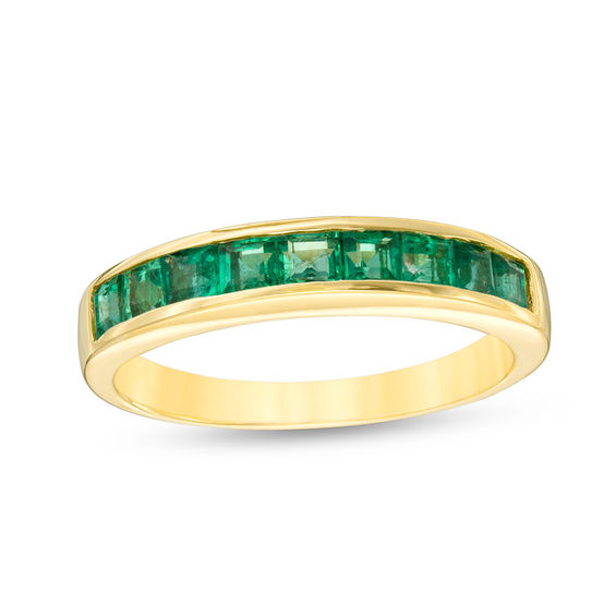 Princess-Cut Emerald Channel-Set Band 14K Gold