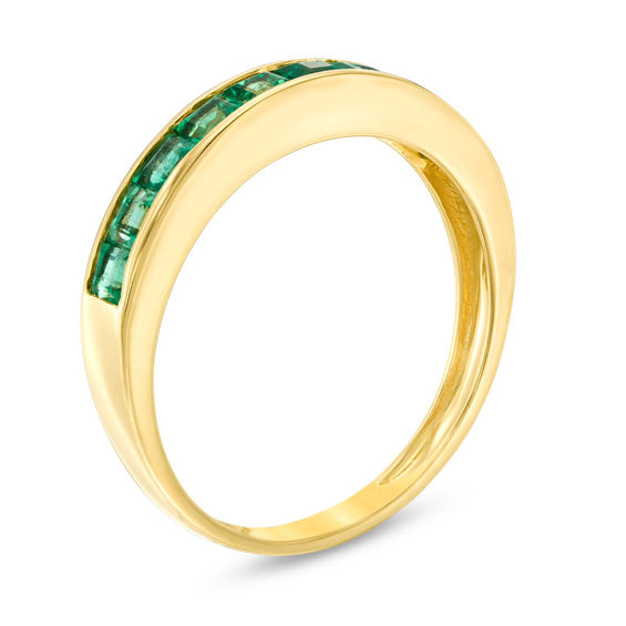 Princess-Cut Emerald Channel-Set Band 14K Gold