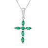 Thumbnail Image 0 of Multi-Shaped Emerald Cross Pendant in 14K White Gold