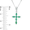 Thumbnail Image 1 of Multi-Shaped Emerald Cross Pendant in 14K White Gold