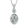 Thumbnail Image 2 of Vera Wang Love Collection 1/2 CT. T.W. Diamond and Blue Sapphire Oval Frame Pendant in 14K White Gold - 19"