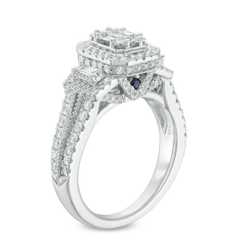 Main Image 2 of Vera Wang Love Collection 1-1/5 CT. T.W. Composite Diamond Octagonal Frame Engagement Ring in 14K White Gold