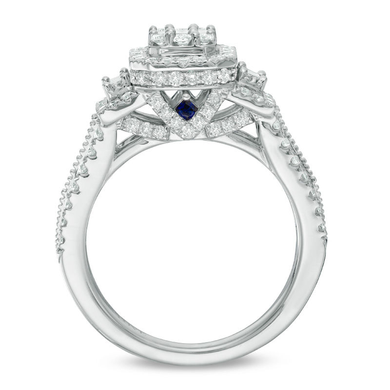 Main Image 3 of Vera Wang Love Collection 1-1/5 CT. T.W. Composite Diamond Octagonal Frame Engagement Ring in 14K White Gold