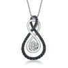 Thumbnail Image 1 of 1/2 CT. T.W. Enhanced Black and White Diamond Infinity Cluster Pendant in 10K White Gold