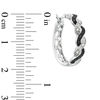 Thumbnail Image 2 of Enhanced Black and White Diamond Accent Twisting Hoop Earrings in Sterling Silver