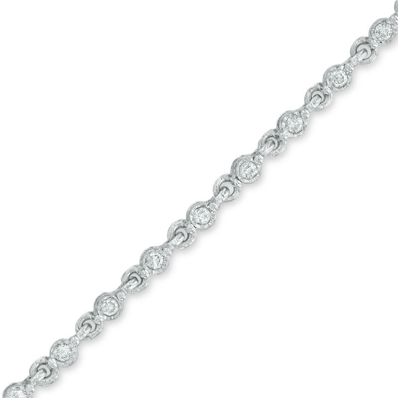 1/5 CT. T.W. Diamond Tennis-Style Link Bracelet in 10K White Gold