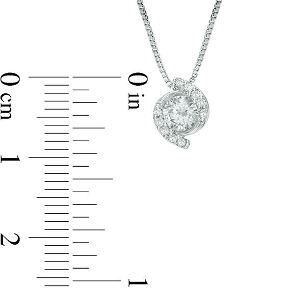1/5 CT. T.w. Diamond Bypass Frame Pendant in 10K White Gold - 17"
