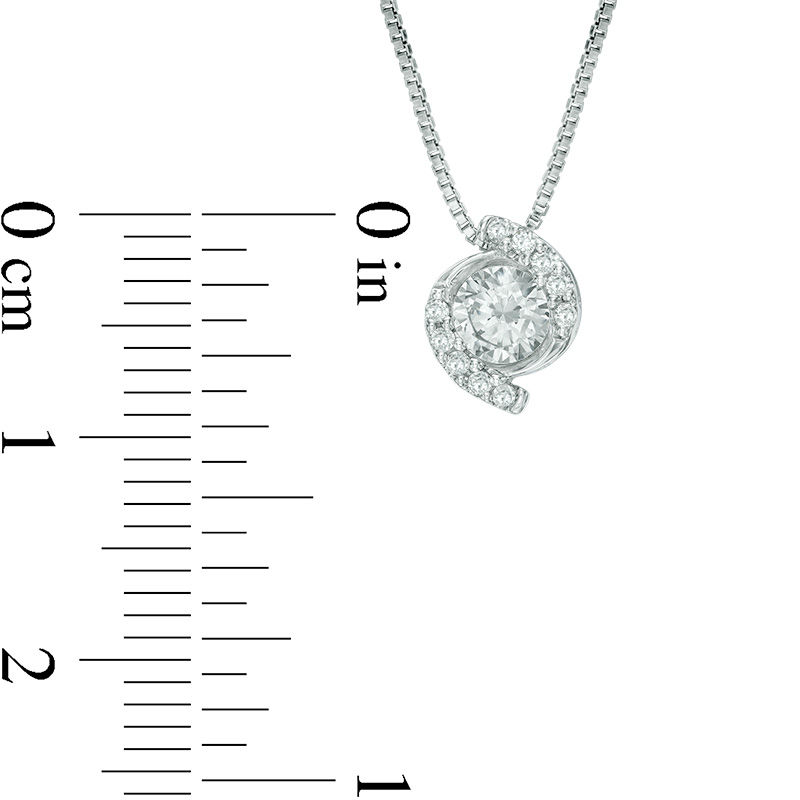 Main Image 2 of 1/5 CT. T.W. Diamond Bypass Frame Pendant in 10K White Gold - 17"