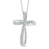 Thumbnail Image 1 of 1/6 CT. T.W. Diamond Vintage-Style Looped Cross Pendant in 10K White Gold