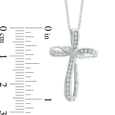 Diamond Textured Cross Faith Pendant 1//6ct 10k White Gold